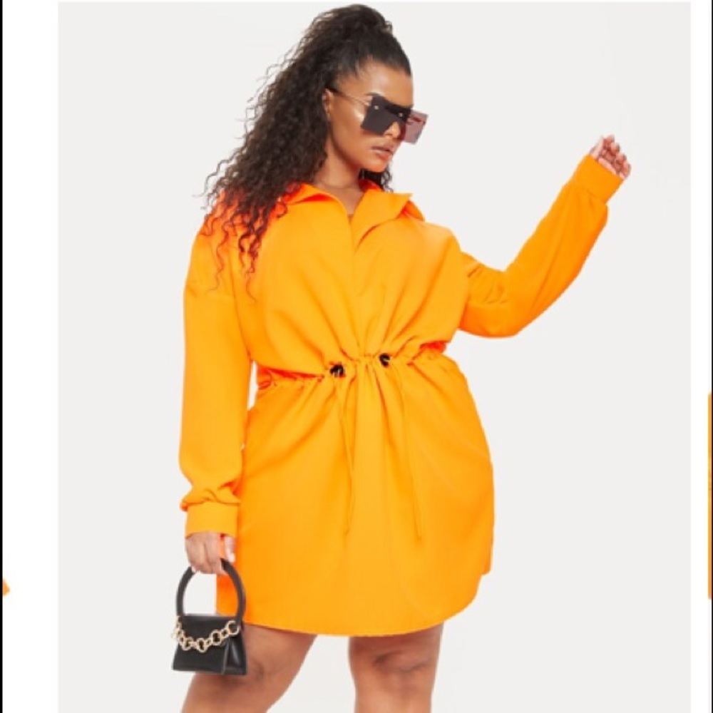 PLT Plush Neon Orange Toggle Waist Shift Dress